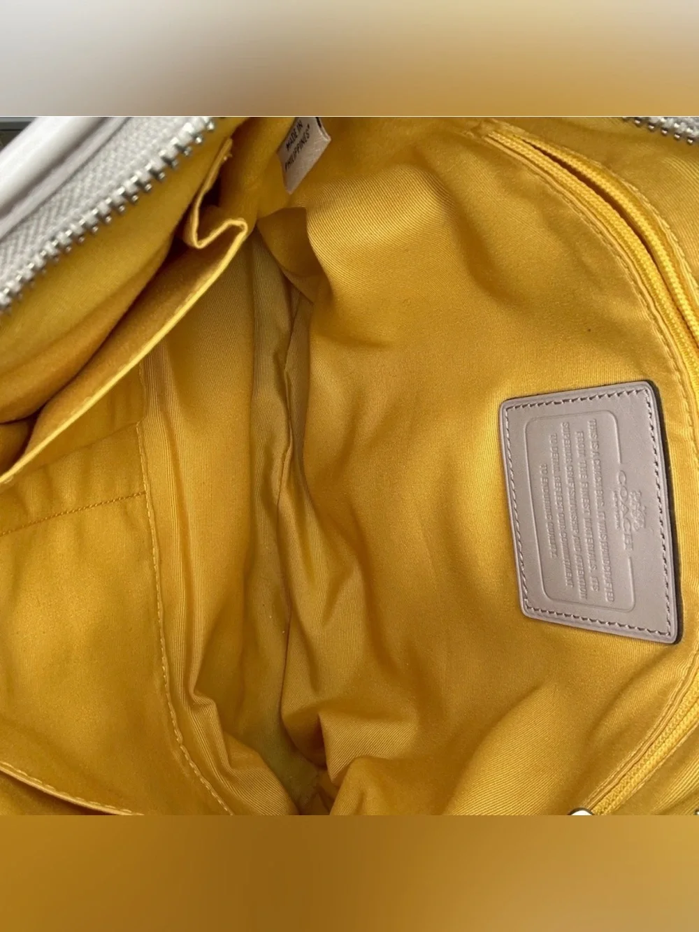 Coach Varsity Stripe Crossbody Bag F38402 Cream Orange Yellow Swingpack 2018 GUC - Picture 12 of 13